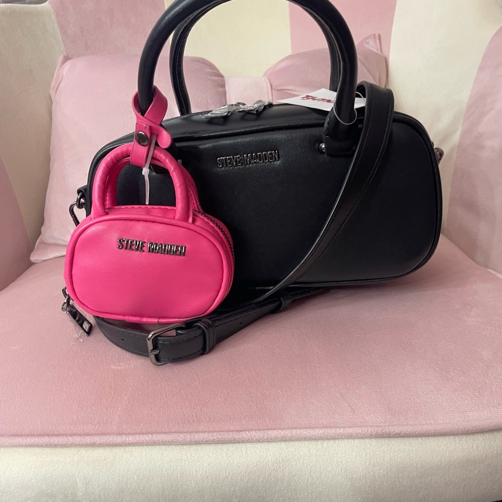 Steve Madden Black and Pink Satchel Set